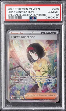 2023 POKEMON MEW EN-151 SPECIAL ILLUSTRATION RARE #203 ERIKA'S INVITATION PSA 10 - Image 1