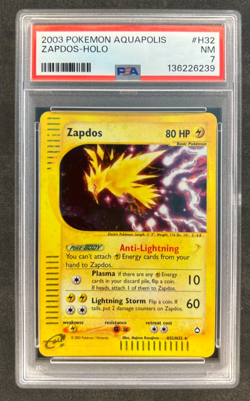 2003 Pokemon Zapdos Holo Foil Aquapolis H32/H32 PSA 7 Fresh Grade - Image 1