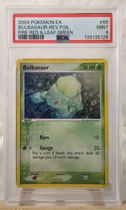 2004 Pokemon EX Fire Red & Leaf Green Bulbasaur-Reverse Holo Foil #15 PSA MINT 9 - Image 1