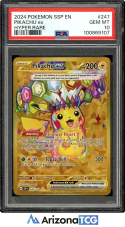 Pokemon 2024 Pikachu Ex 247/191 Hyper Rare Surging Sparks GEM MINT PSA 10 - Image 1