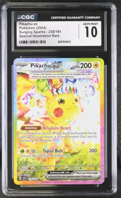 2024 Pokemon Pikachu ex SSP Surging Sparks 238/191 SIR SIR CGC GEM MINT 10 - Image 1