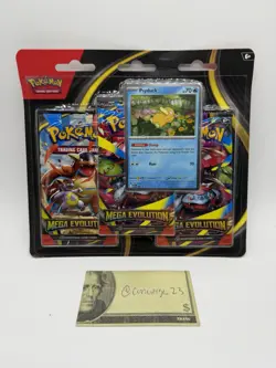 Pokemon TCG Mega Evolution 3 Pack Blister with Psyduck Promo Card - Image 1