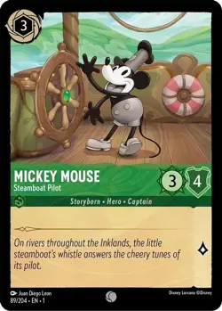 Disney Lorcana Mickey Mouse Steamboat Pilot 89/204 Common Non Foil NM TFC - Image 1