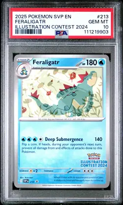 2025 Pokemon Black Star Promo #213 Feraligatr Illustration Contest 2024 PSA 10 - Image 1