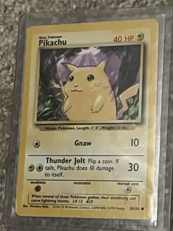 Pikachu 58/102 Common Base Set Pokemon Card Yellow Cheeks - Image 1