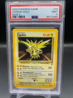 Pokemon TCG Zapdos Holo Rare Unlimited Card 20/130 Base Set 2 PSA 9 - Image 1