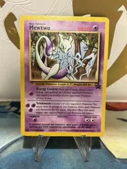 Mewtwo Black Star Promo 12 Pokemon Card WOTC Non Holo Vintage LP - Image 1