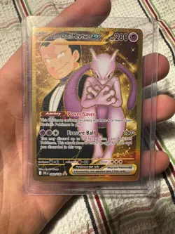 Pokemon TCG Team Rockets Mewtwo EX Special Illustration Destined Rivals Gold - Image 1