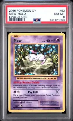 2016 Pokemon Xy Evolutions #53 Mew-Holo Evolutions PSA 8 - Image 1