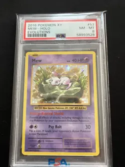 127349250 Mew 2016 Pokemon XY Evolutions #53 Holo PSA 8 - Image 1