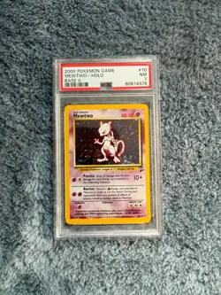 2000 Pokemon Game Mewtwo Holo #10 Base II PSA 7 - Image 1