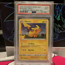 2020 POKEMON SWSH BSP #039 PIKACHU-HOLO '21 GENERAL MILLS 25TH AN. PSA 9 - Image 1