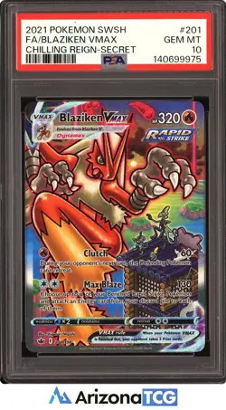 Pokemon 2021 Blaziken VMAX 201/198 Alt Art Chilling Reign GEM MINT PSA 10 - Image 1