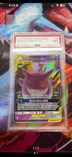 Pokemon TCG Gengar & Mimikyu GX 53/181 Sun & Moon Team Up 2019 PSA 9 - Image 3