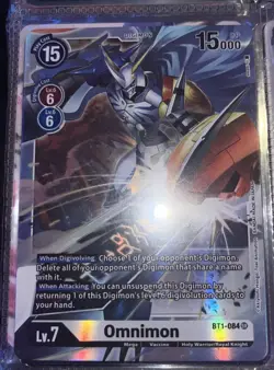 Omnimon BT1-084 SR FOIL M/NM Digimon Card Game - Image 1