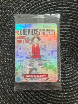 One Piece Card Game Monkey D. Luffy US Voyage Promo Sealed College Basketball - Image 2