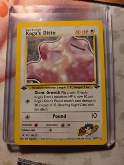 Koga's Ditto - 10/132 - 1st Edition Holo Gym Challenge - Pokemon Card - LP WOW - Image 1