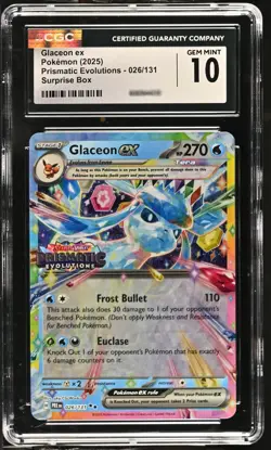 Pokemon GRADED 2025 Glaceon ex Prismatic Evolutions Stamped CGC 10 English - Image 1