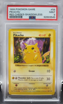 1999 Pokemon Game Pikachu Red Cheeks - Shadowless - PSA 9 - #58/102 - Image 1