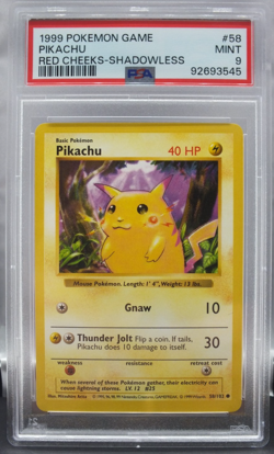 1999 Pokemon Game Pikachu Red Cheeks - Shadowless - PSA 9 - #58/102 - Image 2