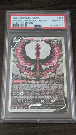 GALARIAN MOLTRES 2021 Pokemon #177/198 PSA 10 GEM-MINT Chilling Reign FULL ART - Image 1