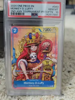 Monkey.D.Luffy (2nd Anniversary Stamped Promo) P-043 One Piece Promo Psa 10 - Image 1