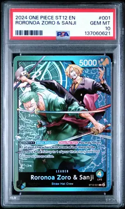 2024 ONE PIECE ST12-001 STARTER DECK RORONOA ZORO & SANJI LEADER PSA 10 GEM MINT - Image 1