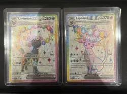 Pokemon TCG Umbreon 176 & Espeon 175 Prismatic Evolutions Promo Cards, Fresh NM - Image 1