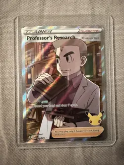PROFESSOR'S RESEARCH OAK 024/025 FULL ART HOLO NM 25TH CELEBRATIONS POKEMON CARD - Image 1