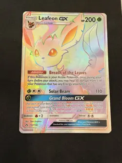 Leafeon GX 157/156 Rainbow Rare Hyper Rare – Ultra Prism – LP Pokemon Card - Image 1