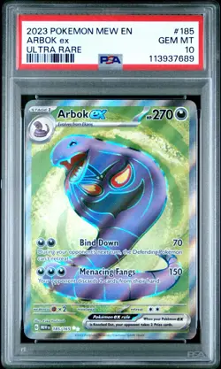 Pokemon TCG Arbok ex Scarlet & Violet-151 185/165 Holo Ultra Rare PSA 10 Gem - Image 1