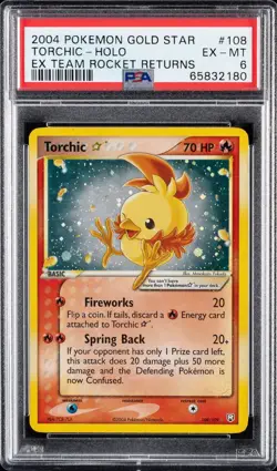 2004 POKEMON EX TEAM ROCKET RETURNS GOLD STAR #108 TORCHIC-HOLO PSA 6 - Image 1