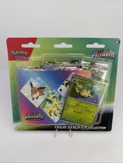 Pokemon Prismatic Evolutions Tech Sticker Collection & Leafeon Promo, New Sealed - Image 1