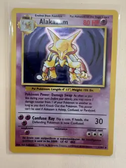 Pokemon TCG Alakazam Base Set 1/102 Holo 1999-2000 Wizards Base Set Copyright LP - Image 1