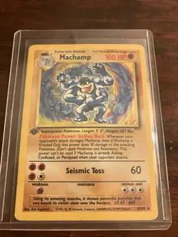 First Edition Machamp 8/102 Holo Rare Pokemon Ungraded - Image 1