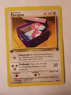 Pokemon Card Team Rocket 1st Edition Regular Finish Porygon 48/82 Vintage - Image 1