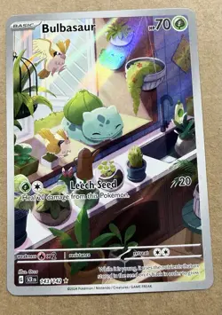Pokemon TCG Bulbasaur Card 143/142 Stellar Crown Illustration, Rare - Image 1