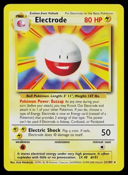 Pokemon Card - Electrode Base Set 1999-2000 UK 4th Print 21/102 Rare - Image 1