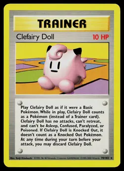 Pokemon Card - Clefairy Doll Base Set 70/102 Rare UK 4th Print 1999-2000 - Image 1