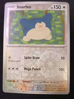 Snorlax 144/191 Reverse Holo NM Pokemon TCG Card Sv08: Surging Sparks English - Image 1