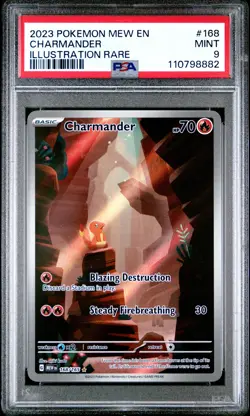 2023 POKEMON MEW EN-151 ILLUSTRATION RARE #168 CHARMANDER PSA 9 - Image 1