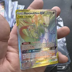 Mewtwo & Mew GX (Secret) Holo 242/236 Sm-Unified Minds Holo LP Pokemon TCG Crd - Image 2