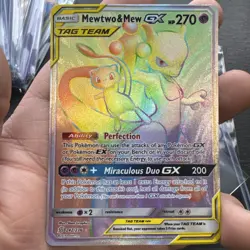 Mewtwo & Mew GX (Secret) Holo 242/236 Sm-Unified Minds Holo LP Pokemon TCG Crd - Image 3