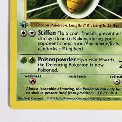 1st Edition Shadowless Kakuna 33/102 - LENGTH,LENGTH ERROR Base Set - Image 3