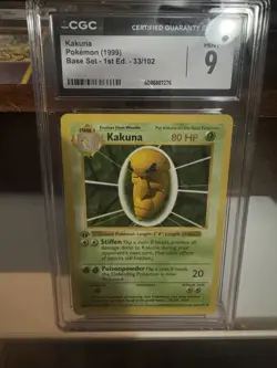 Kakuna 033/102 Base Set (Shadowless) 1st Edition Graded CGC 9 Pokemon Card - Image 1