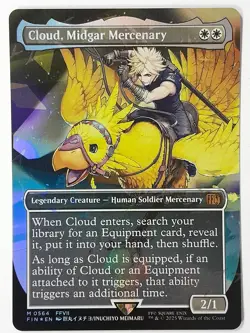 Cloud, Midgar Mercenary (Chocobo Track Foil Borderless) - NM - FIN MTG Magic - Image 1