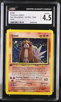 CGC 4.5 Entei Neo Revelation 1st Edition 6/64 Holo Pokemon Card - Image 1