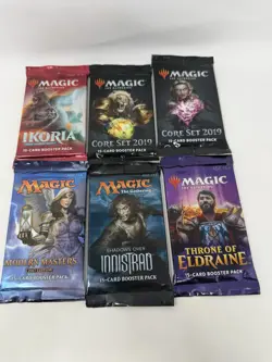 Magic the Gathering (MtG) Booster Pack Lot Variety Lot of 6 - From 2017, 2019 + - Image 1