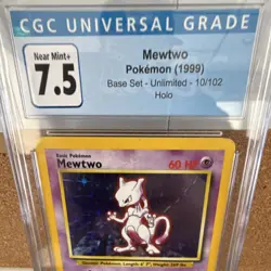 Pokemon 1999 Base Set Mewtwo Holo Unlimited CGC 7.5 #10/102 English - Image 3
