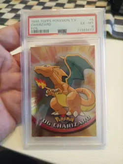 Pokemon: CHARIZARD #6 Holo FOIL 1999 Topps Pokemon T.V. Blue Vintage PSA 6 - Image 2